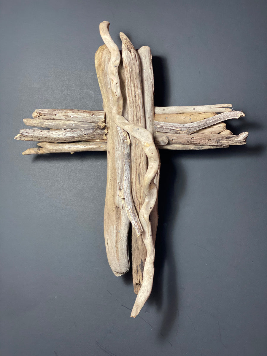 Driftwood Reclaimed Wooden Crosses 2-10 Assorted Set of 10 Carved